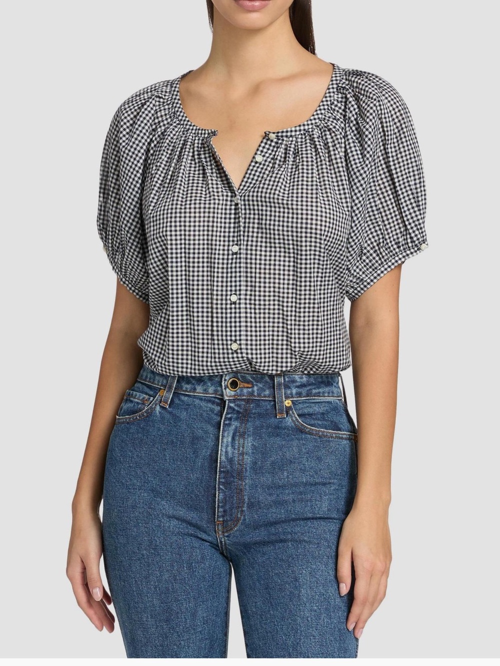 NWT Doen Women’s navy Gingham June Top Size medium